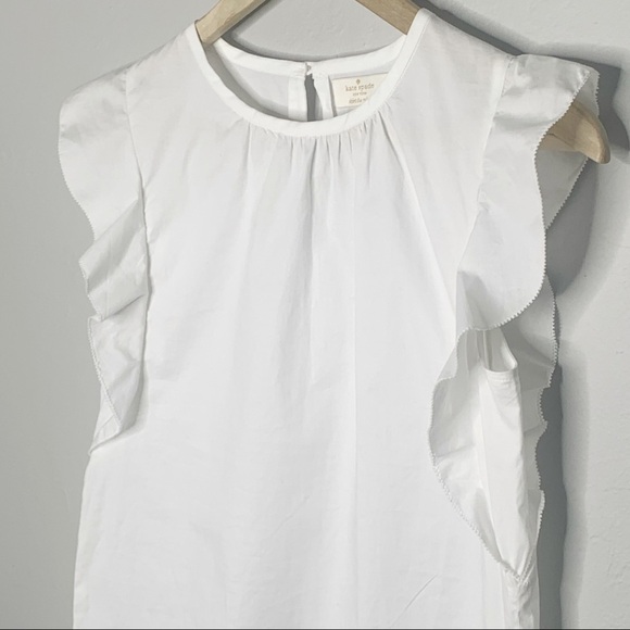 KATE Spade Flutter Sleeve cotton stretch White Top Girls Large - Picture 1 of 8